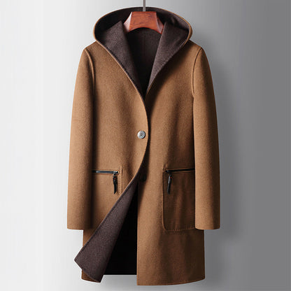 Arthur Wool-Blend Hooded Coat | Reversible Button Front Coat