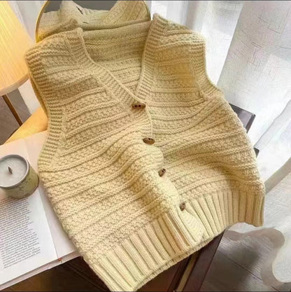 Women’s Knitted Sweater Vest - Button Up - Casual Layer