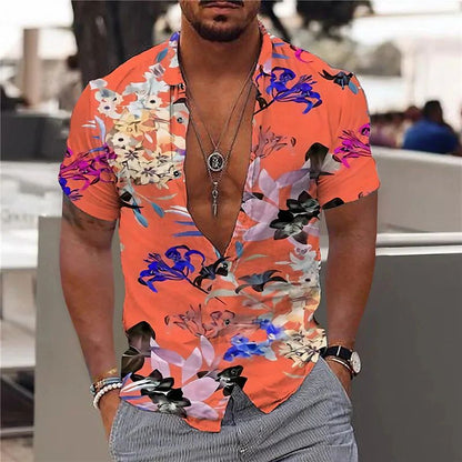 Men's Polo Shirt – Slim Fit – Soft Breathable Fabric – Short Sleeves – Floral Print