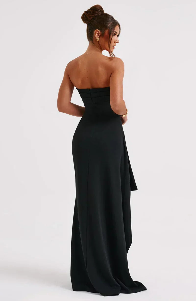 Kjole til kvinder – Off-Shoulder – Slank pasform – Twistet hals – Lang elegant kjole