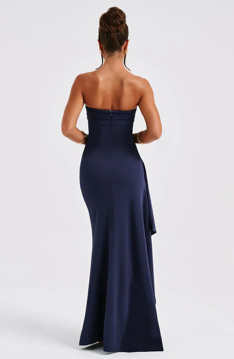 Kjole til kvinder – Off-Shoulder – Slank pasform – Twistet hals – Lang elegant kjole